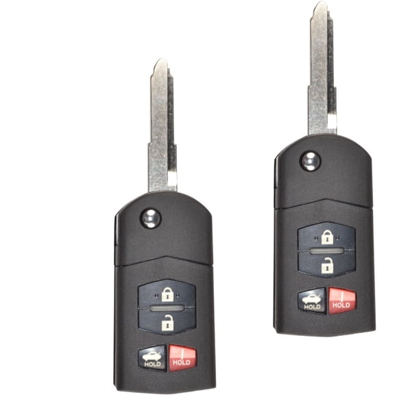 HQRP 2-Pack Remote Flip Folding Key Fob Shell Case Keyless Entry w/4 Buttons for Mazda 6 2003 2004 2005 2006 2007 2008 2009 2010 2011 2012 2013