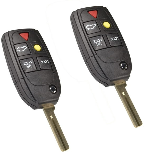 HQRP 2-Pack Remote Flip Folding Key Fob Shell Case Keyless Entry w/5 Buttons for Volvo V70 2004 2005 2006 2007