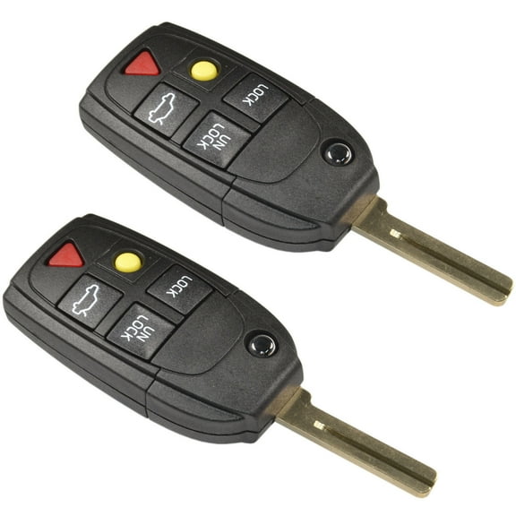 HQRP 2-Pack Remote Flip Folding Key Fob Shell Case Keyless Entry w/5 Buttons for Volvo XC90 2004 2005 2006 2007 2008 2009 2010 2011 2012 2013 2014
