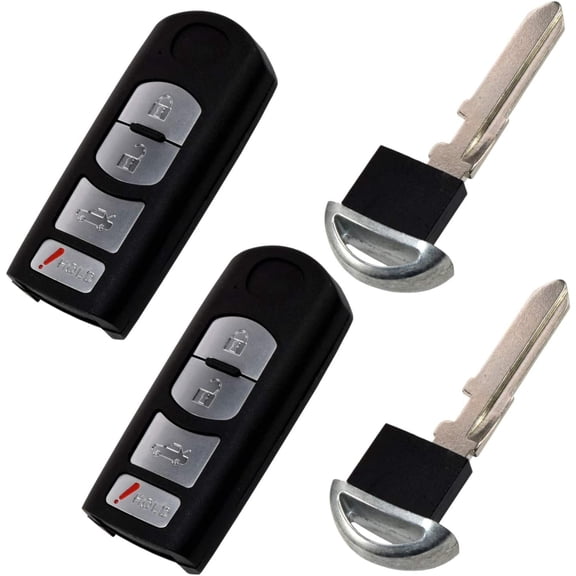 HQRP 2-Pack Remote Key Fob Shell Case Keyless Entry W/ 4 Buttons for Mazda 6 / MX-5 Miata 2009 2010