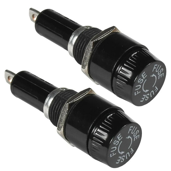 HQRP 2-Pack Screw Cap Panel Mount Fuse Holder for 6x30mm Fuses 30A 250V AC, R3-14A2 BK/HKP-R, UL Listed