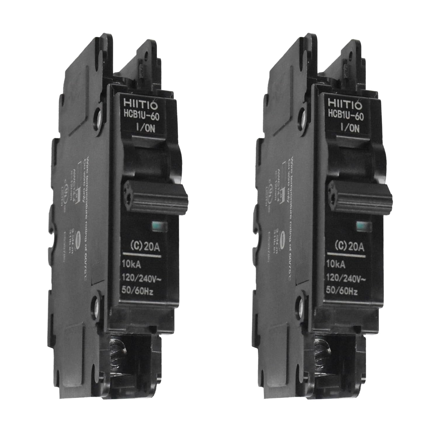 HQRP 2-Pack UL 489 Miniature Circuit Breaker, HCB1U-60C20/1 Series, 1 Pole Breaker, 120/240V AC, 20A