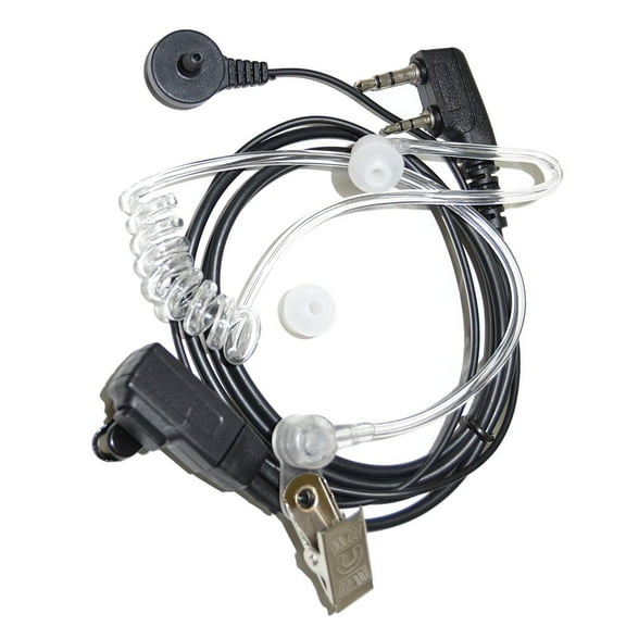 HQRP 2 Pin Acoustic Tube Earpiece Headset Mic for Kenwood Pro-Talk, Pro-Power, Free-Talk, Protalk XLS