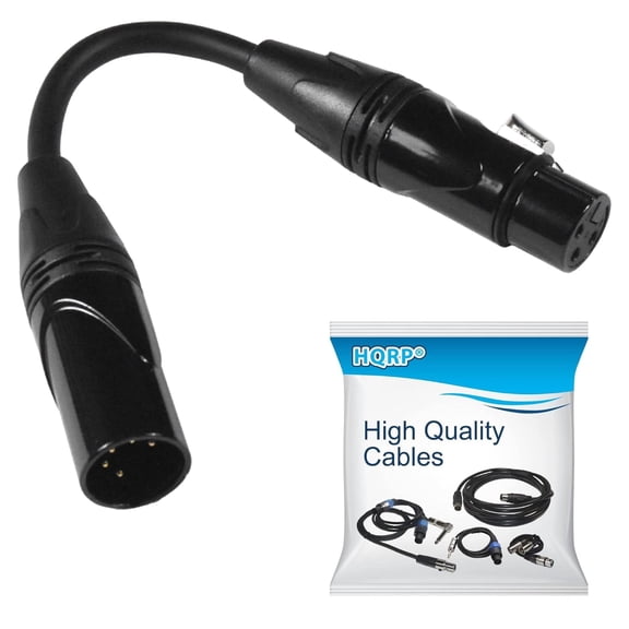 HQRP 3-Pin XLR Female to 5-Pin XLR Male DMX Lighting Cable 6 Inches, Compatible with Studio Light, DMX Stage Light Turnaround, Microphone, Mixer, Speaker, 3-Pin XLR Female to 5-Pin XLR Male Adapter
