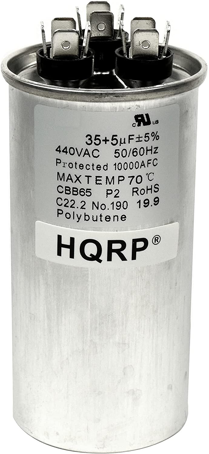 HQRP 35uf 5uf AC Motor Capacitor, HVAC 370-440V Dual Run HQRP 35uf 5uf AC Motor Capacitor, HVAC 370-440V Dual Run