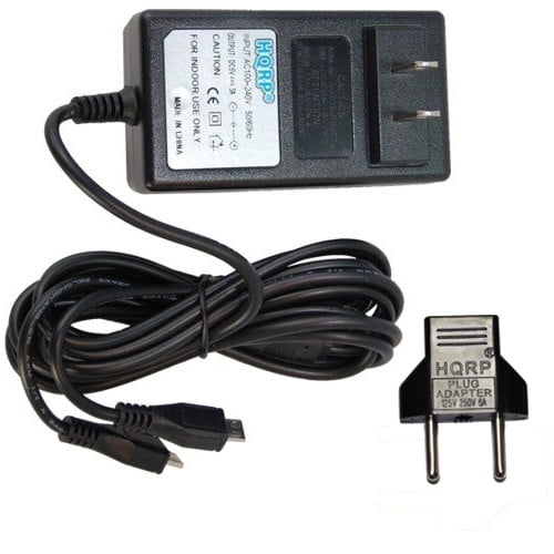 HQRP 3A Fast Rapid Battery Charger / Dual microUSB AC Adapter for Yubi Power YP250A / YP250ABLK / YP250ABLU / YP250AG Power Supply Cord
