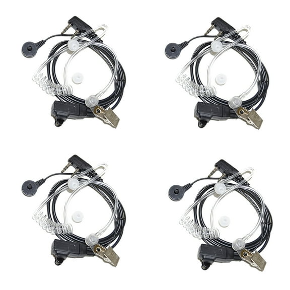 HQRP 4-Pack 2 Pin Acoustic Tube Earpiece Headset Mic for Kenwood NX420, NX240v, NX340u, NX320
