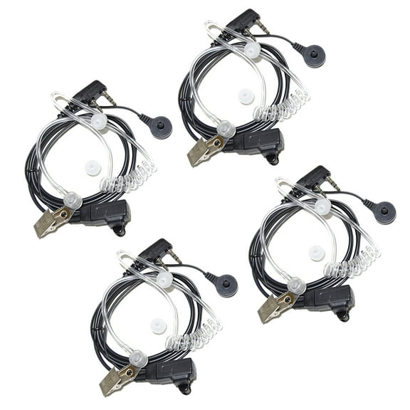 HQRP 4-Pack 2 Pin Acoustic Tube Earpiece Headset Mic for Kenwood TK-2360, TK-2400, TK-2402, TK-3100
