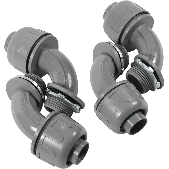 HQRP 4-Pack 3/4-Inch Nonmetallic Plastic Liquid Tight Connector 90 Degree Electrical Conduit Connector Fitting