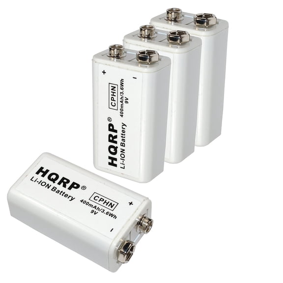 HQRP 4-Pack 9V Advanced Li-ion Battery 9 Volt 400mAh High Capacity Low Self-Discharge Lithium-ion Rechargeable