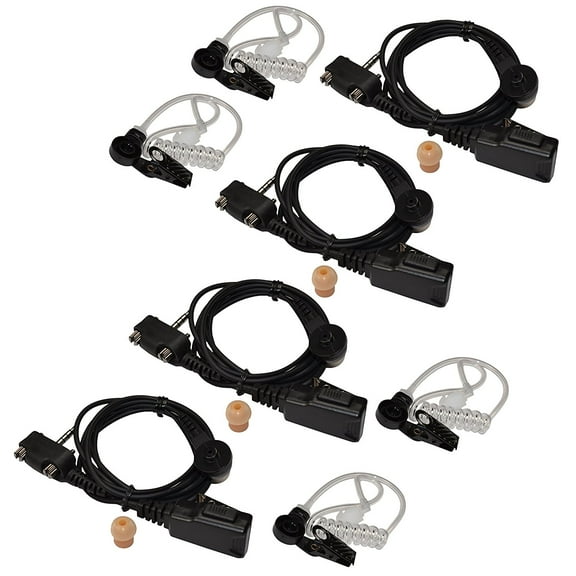 HQRP 4-Pack Acoustic Tube Earpiece Headset PTT Mic for Vertex Standard VX-132, VX-150, VX-160