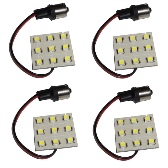 HQRP 4-Pack BA15s Bayonet Base 9 LEDs SMD 5050 LED Bulb Cool White for #1141#1156 Coachmen Apex RV Brake Side Marker Lights Replacement