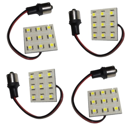 HQRP 4-Pack BA15s Bayonet Base 9 LEDs SMD 5050 LED Bulb Cool White for #1141 Dodge Roadtrek RV Cabin Interior Light Replacement