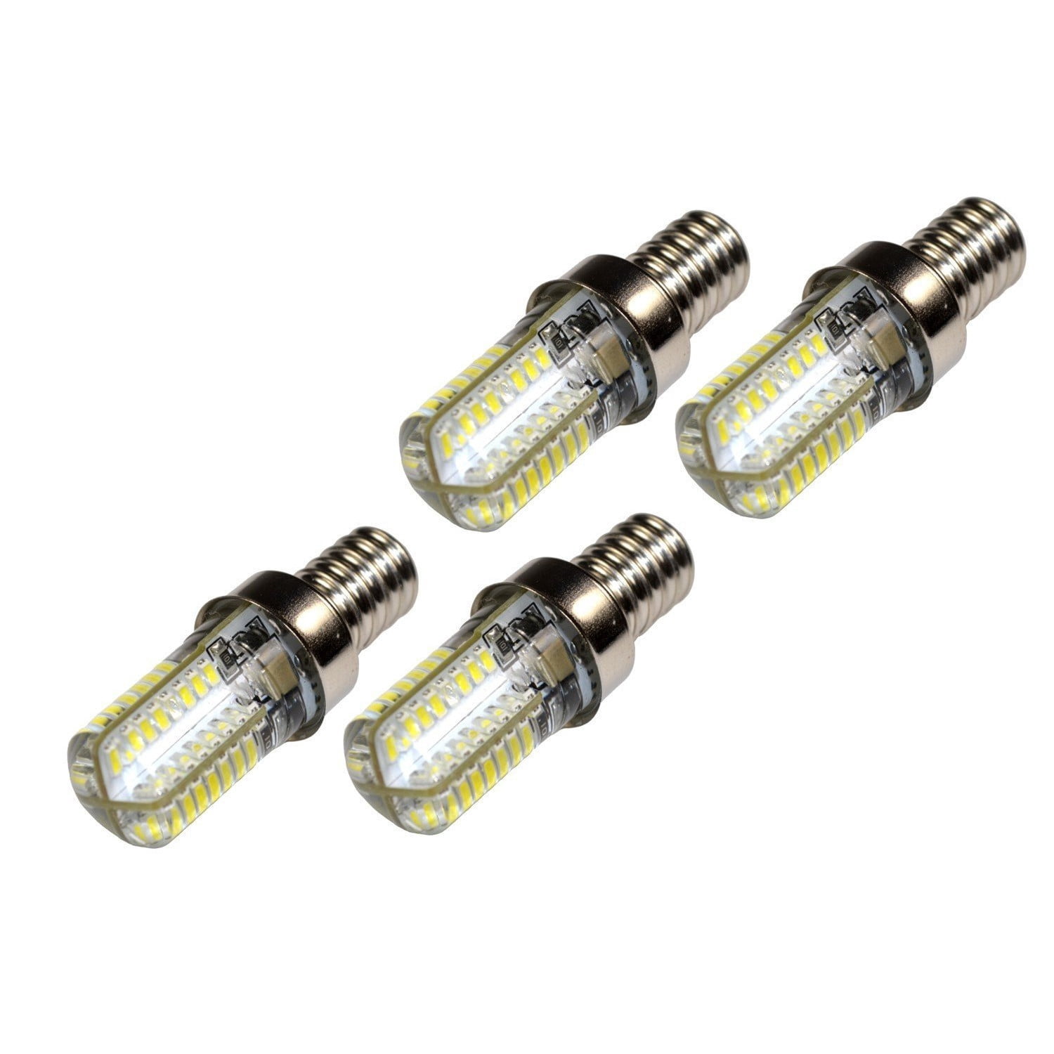 HQRP 4-Pack E12 Base 64 SMD3014 LED Bulbs AC 110V Cool White for microwave / refrigerator / ice maker / fridge / beverage center lights