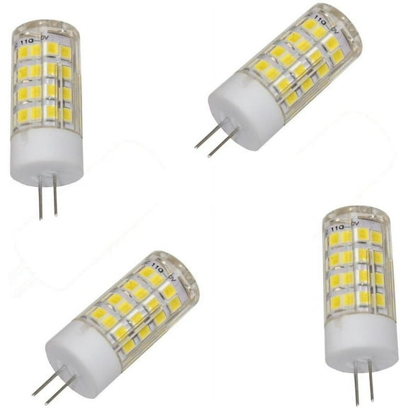 HQRP 4-Pack G4 Bi-Pin 52 LEDs Light Bulb SMD 2835 Cool White for Accent, Cabinet, Ceiling Fan, Chandelier, Closet, Table Lights
