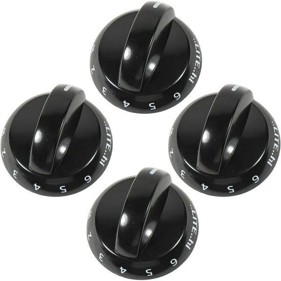 HQRP 4-Pack Range Top Burner Gas Stove Valve Knobs Compatible with Frigidaire, Crosley, Tappan 316220009, 1379610, AP4322122, PS1991531, EAP1991531, AH1991531, EA1991531, PD00030843