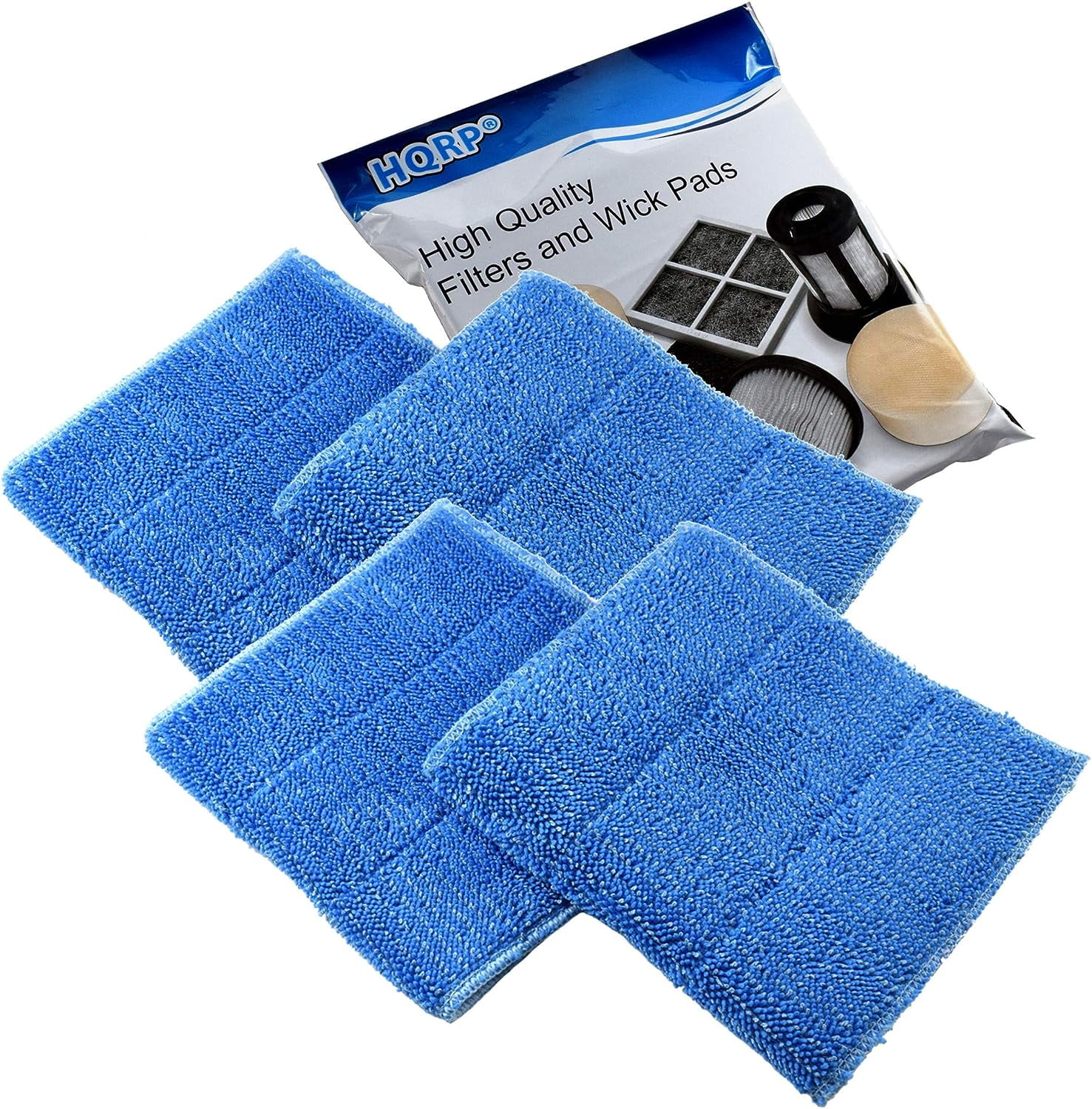 HQRP 4pack Blue Steam Mop Pads compatible with HAAN SI35 MS30 SV60