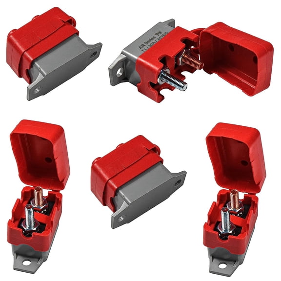 HQRP 5-Pack 30A 12V-24V DC Type 1 Automatic Reset Circuit Breaker with Cover, UL Listed