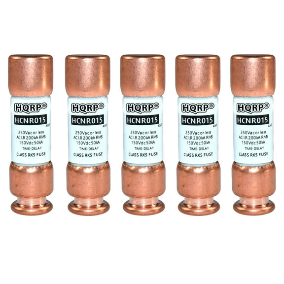 HQRP 5-Pack HCNR015 15 Amp 250V Dual Element Time-Delay Fuse, Class RK5 Replacement for Bussmann BP/FRN-R-15, Edison ECNR15, Littelfuse FLNR015.T FLN-R-15 FLNR-15
