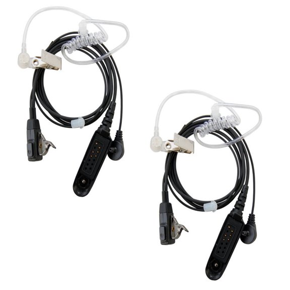 HQRP 5-Pack Hands Free Oval Side Mount Pin Connector HeadSets with Earpiece and Microphone Compatible with Motorola Radio Devices HT Series HT750 HT1250 HT1250LS HT1550 HT1550XLS HT 1550LS