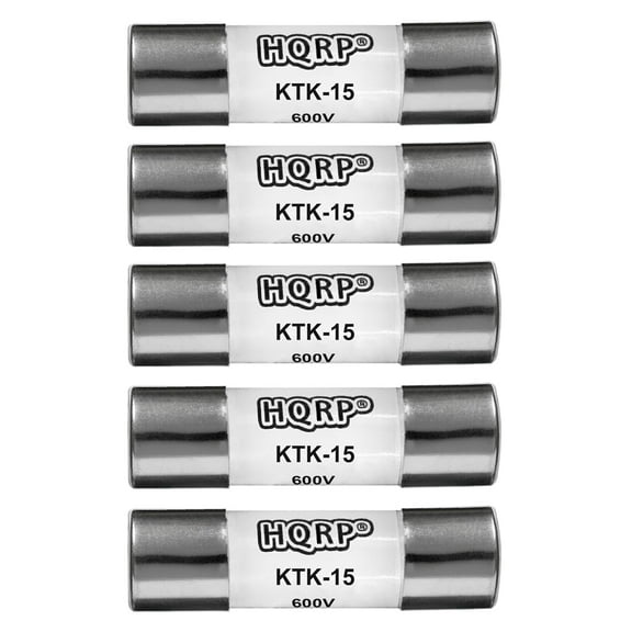 HQRP 5-Pack KTK-15 Midget Fast-Acting Digital Multimeter Fuse 15 A 600V 100kA IR Replacement for Bussmann KTK15, Limitron KTK-15A, Littelfuse KLK15 Compatible with Fluke P/N 892583, 3478712, Tektronix