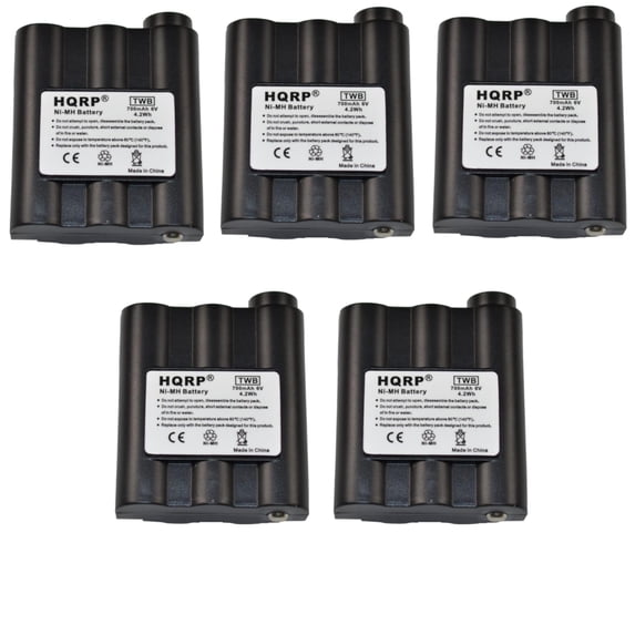 HQRP 5-Pack Rechargeable Battery Pack for Midland AVP-7 BATT5R GXT-635 GXT-656 LXT-410 LXT-435 GXT-950 GXT950 GXT950VP4 GXT-1000 GXT1000 GXT1000VP4 GXT-1050 GXT1050 GXT1050VP4 Two-Way Radio