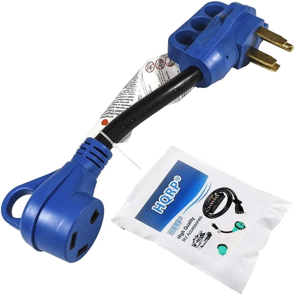 HQRP 50 Amp to 30 Amp RV Adapter Cord, 14-50P Male to TT-30R Female Electrical Power Plug Converter Dogbone with Grip Handle Heavy Duty 12" for RV Trailer Camper