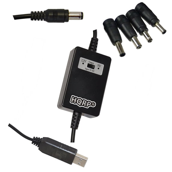 HQRP 5V USB to DC 9V 12V Step-Up Module Converter Cable for Household Electronics, Mobley Device, Portable DVD Player, Portable Wireless Bluetooth Speaker, Fan Charger AC Adapter