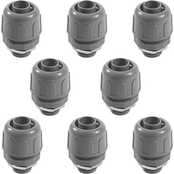 HQRP 8-Pack 3/4-Inch Nonmetallic Plastic Liquid Tight Connector 180 Degree Straight Electrical Conduit Connector Fitting