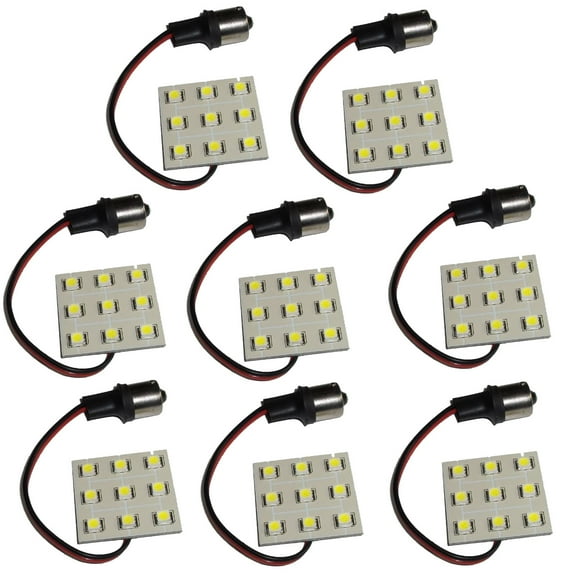 HQRP 8-Pack BA15s Bayonet Base 9 LEDs SMD 5050 LED Bulb Cool White for #1141#1156 Jamboree Searcher RV Interior Porch Light Replacement