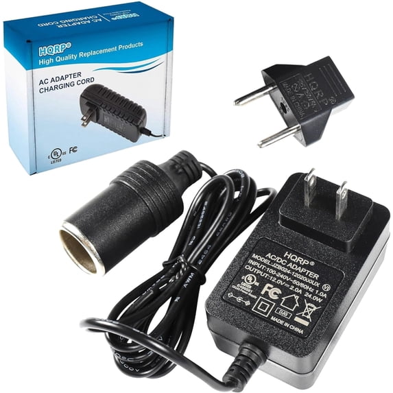 HQRP AC Adapter 110-240V AC to 12V DC 2A for Car electric device 24W ...