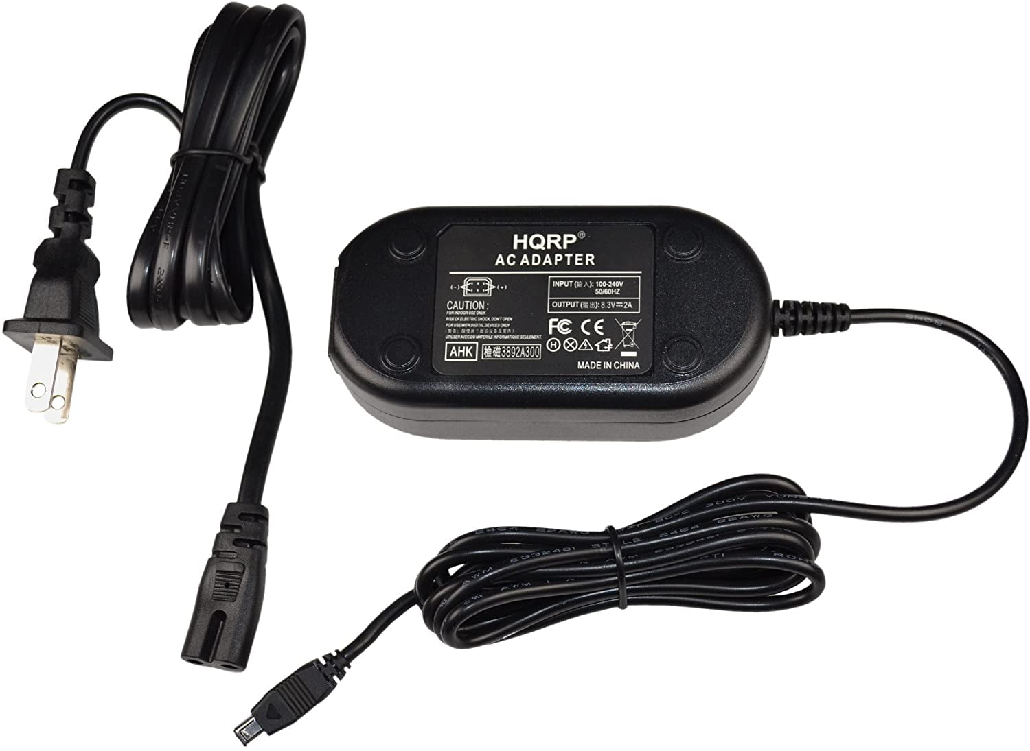 HQRP Adattatore AC Caricatore per Samsung HMX T10ON,HMX U10BN,HMX U20BN