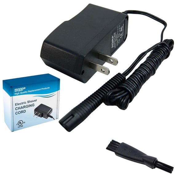 HQRP AC Adapter fits Braun 67030628 Replacement Charger Power Supply Cord fits Series 7, Pulsonic, Prosonic, Active, 9000 Series Power Shaver + Cleaning Brush