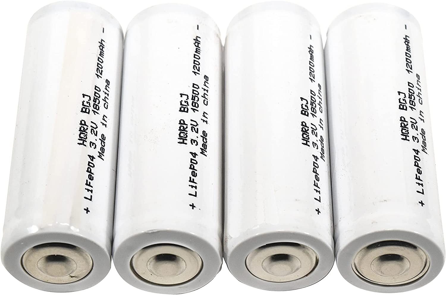 HQRP Battery 4-Pack 1200mAh IFR-18500 18500 3.2v LiFePO4 Lithium Phosphate compatible with Solar Garden Landscape Patio Light Spotlight Rechargeable Button Top without PCB 52mm