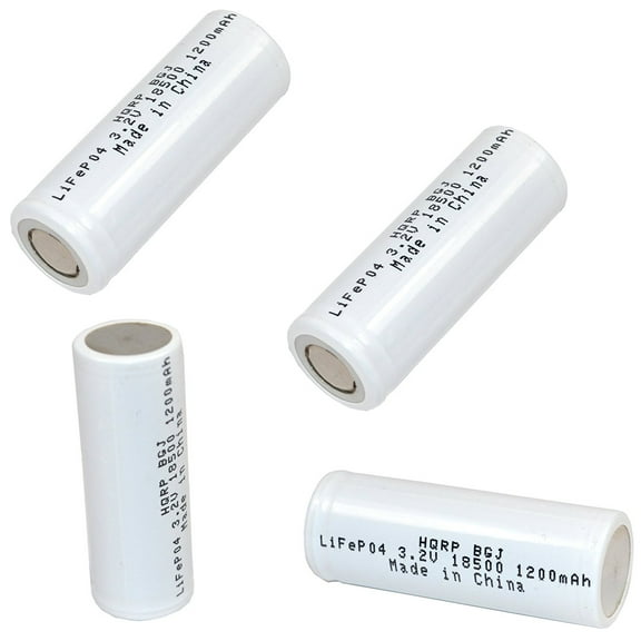 HQRP Battery 4-Pack 1200mAh IFR-18500 18500 3.2v LiFePO4 Lithium Phosphate for Solar Garden Landscape