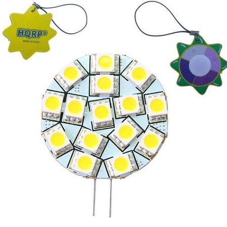 HQRP Bi-pin G4 Side plug 15 LEDs SMD 5050 LED Bulb Warm White 12V AC/DC for #875 #877 RV Interior / Ceiling / Porch Lights Replacement plus HQRP Sun Meter