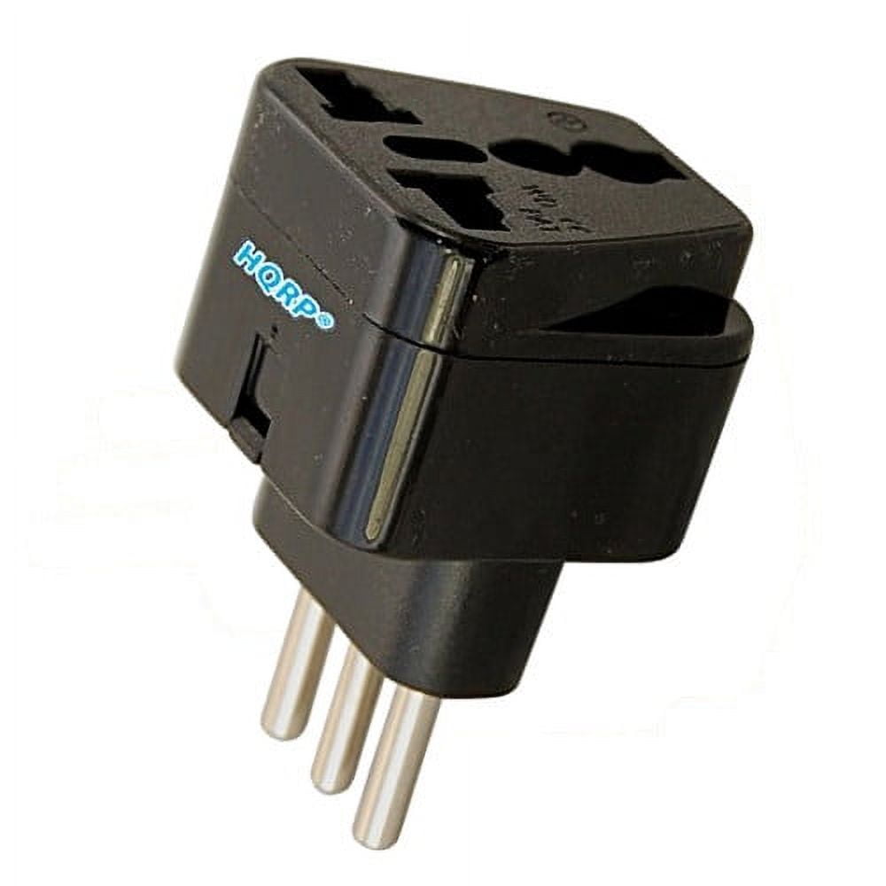 HQRP Black Grounded Universal Travel Plug Adapter for Italy / Chile / Ethiopia / Lybia / Syria