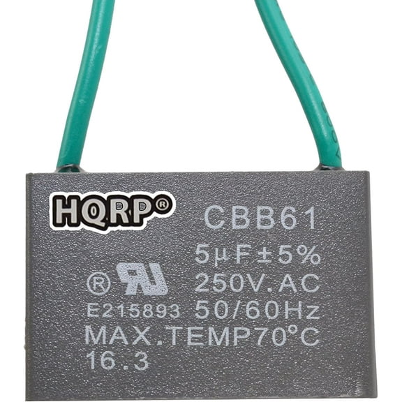 HQRP Capacitor for Hampton Bay Ceiling Fan CBB61 5uf 2-Wire
