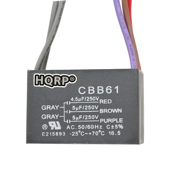 HQRP Ceiling Fan Capacitor CBB61 4.5uf+5uf+5uf 5-Wire