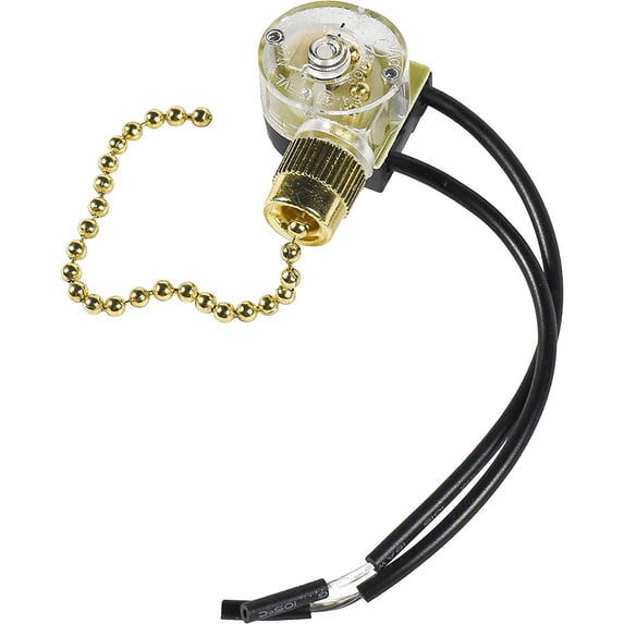 HQRP Ceiling Fan Switch Compatible with Zing Ear ZE-109, Canal CS20-5220-DP, Sun-Lite J-101, Gardner Bender GSW-31 2-Wire Pull Chain Fan Light Switch With 2 Pre-Installed Wires, UL Listed