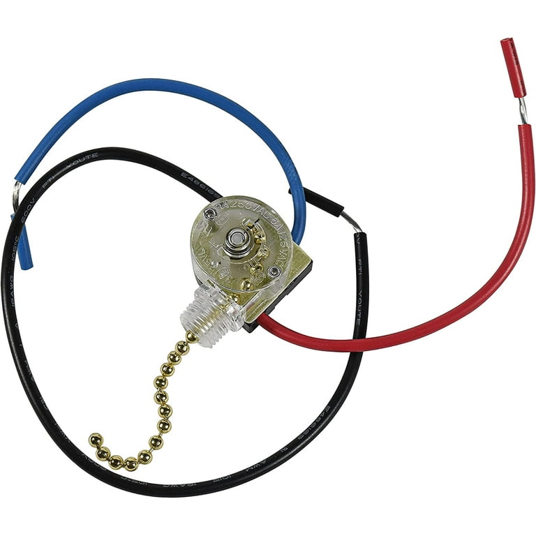 HQRP Ceiling Fan Switch Compatible with Zing Ear ZE-110, Harbor Breeze  0101870 3-Way 3-Wire Pull Chain Fan Light Switch With 3 Pre-Installed  Wires, UL 