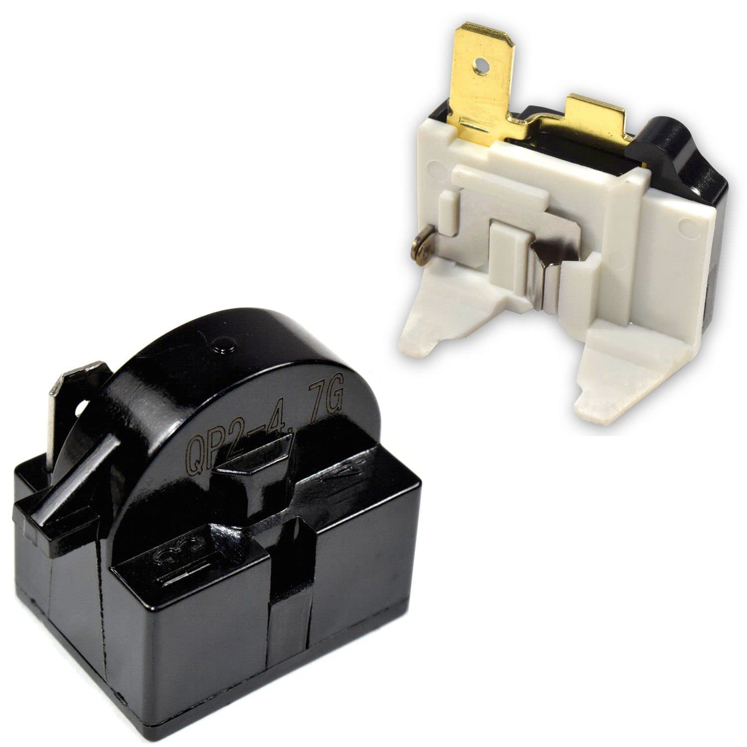 HQRP Compressor 4.7 Ohm 1-Pin PTC Starter/Start Relay and Overload Kit compatible with Mini Fridges, Compact Refrigerators