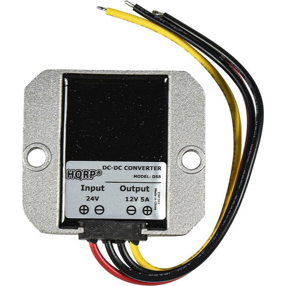 HQRP DC-DC Step Down Converter 24V to 12V 5A 60W Power Supply Adapter Compatible with Vehicles, Security Systems