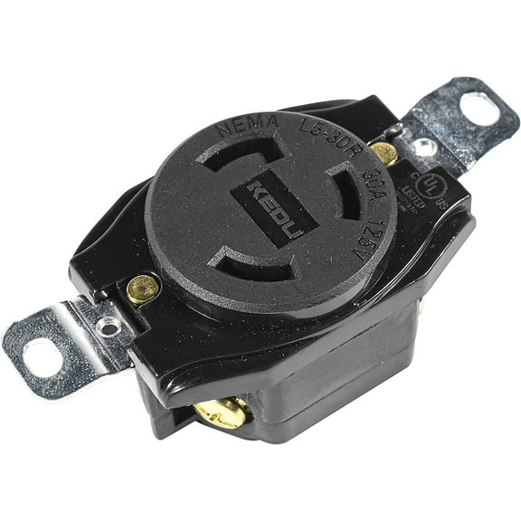 HQRP Flush Mounting Locking Receptacle NEMA L5-30R Compatible with Generator, 30 Amp, 125 Volt, 2 Pole, 3 Wire Grounding, Industrial Grade Heavy Duty