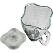 HQRP Glass Square Replacement Blender Jar Set Compatible with Oster Osterizer Blender Models, 6-Cup, 1.75L Pitcher, 0.46 Gallon Capacity, White Lid