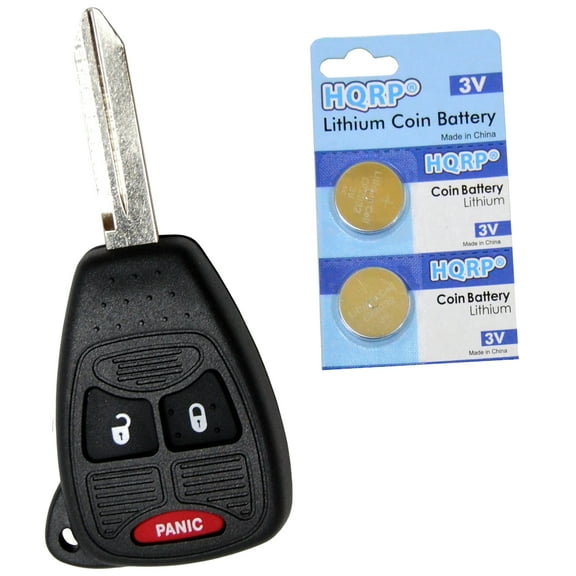 HQRP Key-Fob Remote Shell Case Cover Smart Key Keyless FOB and Two Batteries for Dodge Nitro 2007 2008 2009 2010 2011