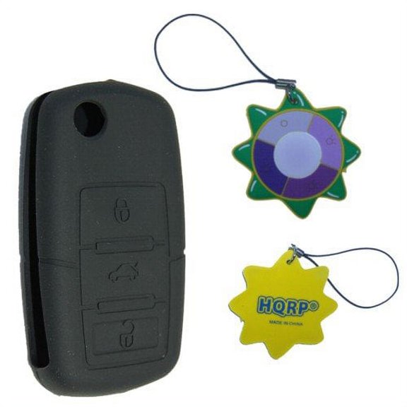HQRP Key Fob for Volkswagen VW Passat 2005 2006 2007 05 06 07 Black Folding Flip Case Shell Remote Protective Cover + HQRP UV Meter