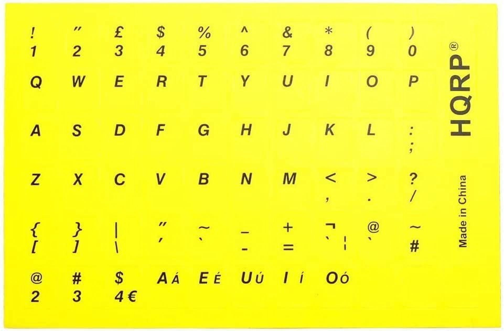 HQRP New USA UK Laminated QWERTY Keyboard Stickers for All PC & Laptops with Black Lettering on