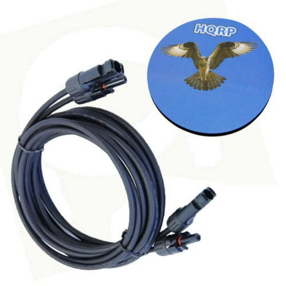 HQRP Pair 12ft / 3.66m 1x4mm² Solar Cable 12 AWG Copper Cable Compatible with Connectors on both side + HQRP Coaster