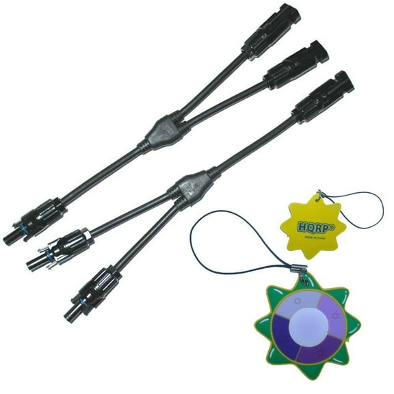HQRP Pair Y-branch Solar Panel Cable F/F/M & M/M/F (2F1M & 1F2M) TUV compatible with Connector fits PV / Photovoltaic System and Connection Solar Panels plus HQRP UV Meter